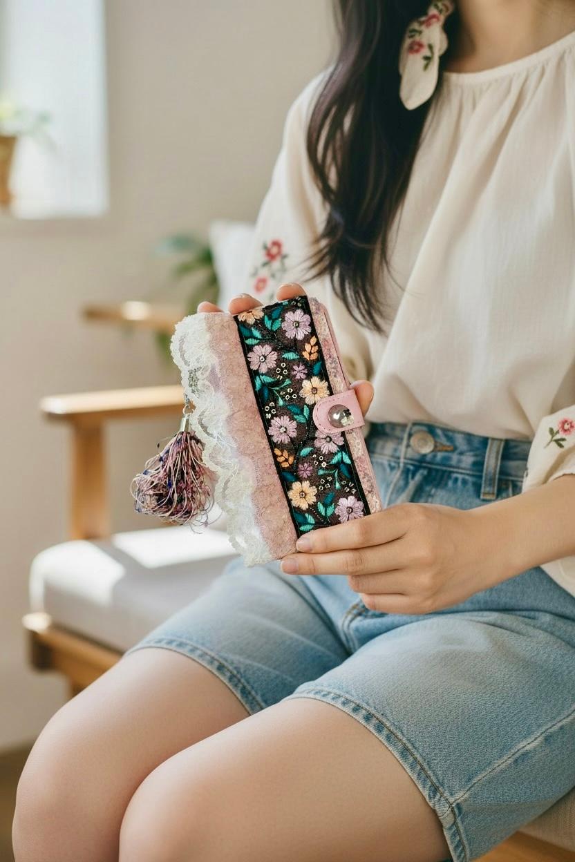 ピンクフラワー/ブラック スマホケース/iPhoneケース1枚目の画像