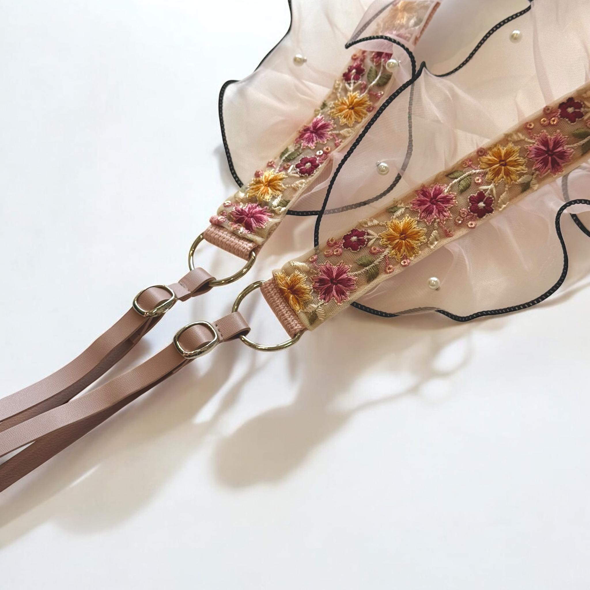 pink×big frill 刺繍リボンのフリルスマホショルダー | 3枚目