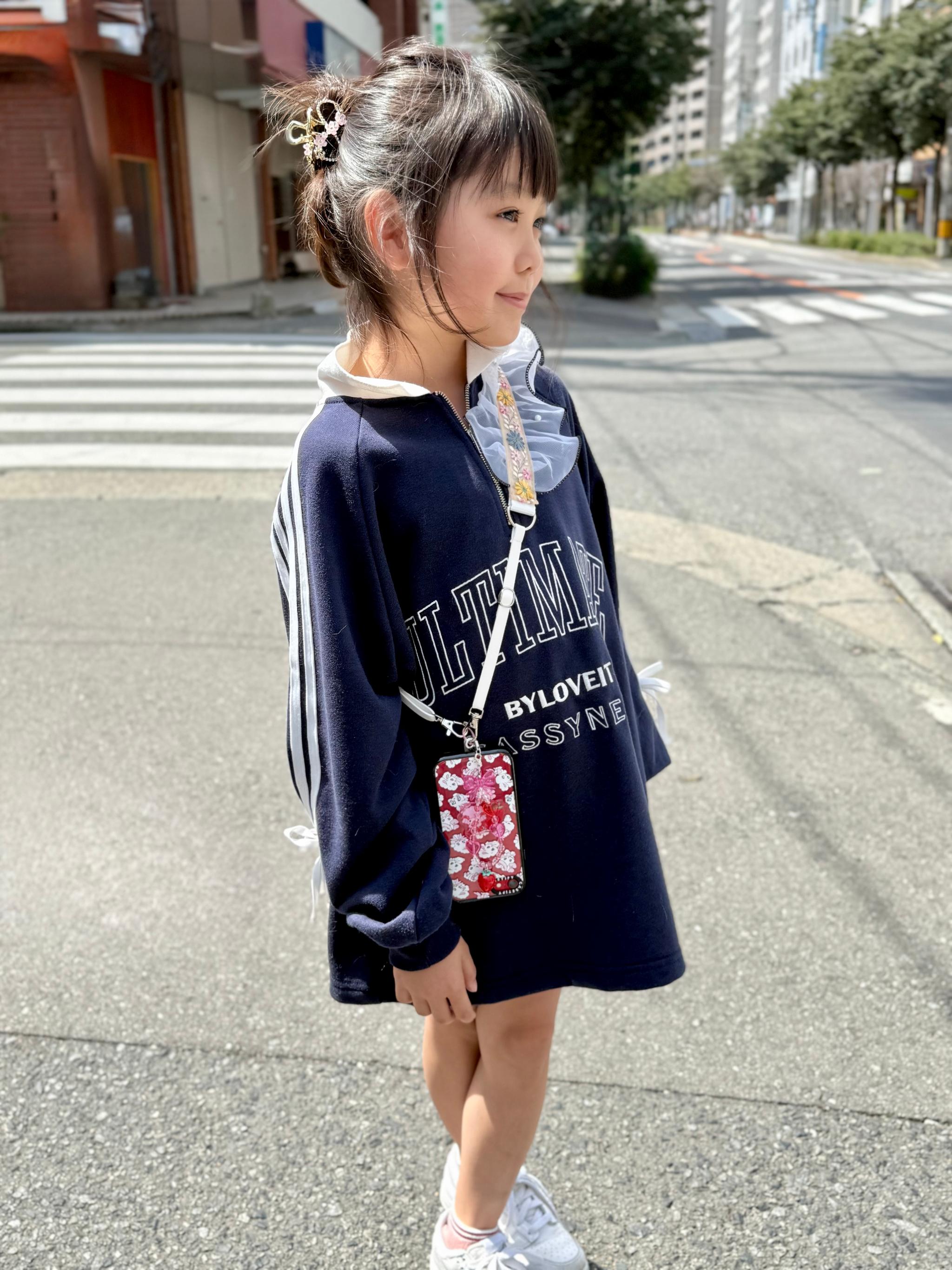 pink×big frill 刺繍リボンのフリルスマホショルダー | 6枚目